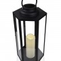Alpine Corporation 18" Tall Outdoor Hexagonal Battery-Operated Metal Lantern with LED Lights, Black