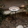 Alpine Corporation 25"H Outdoor Decorative Mosaic Birdbath with Metal Stand, Tan/Beige