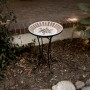 Tan/Beige Decorative Mosaic Birdbath with Black Metal Stand