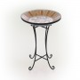 Tan/Beige Decorative Mosaic Birdbath with Black Metal Stand