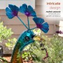 GRACEFUL METAL PEACOCK GARDEN DECOR 