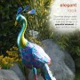 27" METALLIC PEACOCK OUTDOOR DÉCOR WITH GLOSSY FINISH 