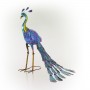 27" METALLIC PEACOCK OUTDOOR DÉCOR WITH GLOSSY FINISH 