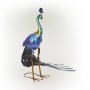 27" METALLIC PEACOCK OUTDOOR DÉCOR WITH GLOSSY FINISH 