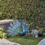 22" METALLIC FEATHER-SPREAD PEACOCK OUTDOOR DÉCOR