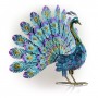 22" METALLIC FEATHER-SPREAD PEACOCK OUTDOOR DÉCOR