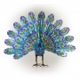 22" METALLIC FEATHER-SPREAD PEACOCK OUTDOOR DÉCOR