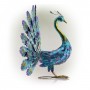 22" Metallic Feather-Spread Peacock Outdoor Décor