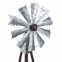 RUSTIC BRONZE AND SILVER METAL MINI WINDMILL 