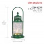 Alpine Corporation Antique Metal & Glass Lantern with Warm LED Lights, Green