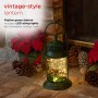 Alpine Corporation Antique Metal & Glass Lantern with Warm LED Lights, Green