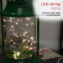 Alpine Corporation Antique Metal & Glass Lantern with Warm LED Lights, Green