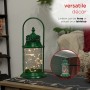 Alpine Corporation Antique Metal & Glass Lantern with Warm LED Lights, Green