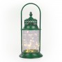 Alpine Corporation Antique Metal & Glass Lantern with Warm LED Lights, Green