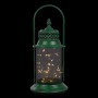 Alpine Corporation Antique Metal & Glass Lantern with Warm LED Lights, Green