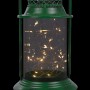 Alpine Corporation Antique Metal & Glass Lantern with Warm LED Lights, Green