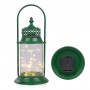 Alpine Corporation Antique Metal & Glass Lantern with Warm LED Lights, Green