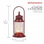 Alpine Corporation Antique Metal & Glass Lantern with Warm LED Lights, Red