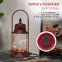 Alpine Corporation Antique Metal & Glass Lantern with Warm LED Lights, Red