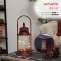 Alpine Corporation Antique Metal & Glass Lantern with Warm LED Lights, Red