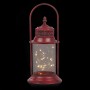 Alpine Corporation Antique Metal & Glass Lantern with Warm LED Lights, Red