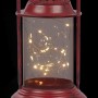 Alpine Corporation Antique Metal & Glass Lantern with Warm LED Lights, Red