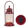 Alpine Corporation Antique Metal & Glass Lantern with Warm LED Lights, Red