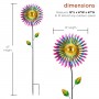 Alpine Corporation 47" Tall Outdoor Metal Windmill Triple Spinner Garden Stake Yard Decoration, Daisy