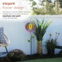Alpine Corporation 47" Tall Outdoor Metal Windmill Triple Spinner Garden Stake Yard Decoration, Daisy