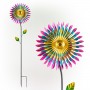 TRIPLE METAL DAISY WIND SPINNER GARDEN STAKE 