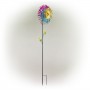 Alpine Corporation 47" Tall Outdoor Metal Windmill Triple Spinner Garden Stake Yard Decoration, Daisy