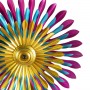 TRIPLE METAL DAISY WIND SPINNER GARDEN STAKE 