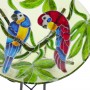 18" Glass Birdbath with Colorful Parrot Paint Finish