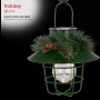 Solar Green Metal Lantern with 9 Warm White LEDs and Hook