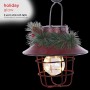 Alpine Corporation Metal Lantern with Shepherd's Hook and Solar Warm White LED Lights, Red