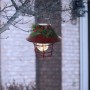 Alpine Corporation Metal Lantern with Shepherd's Hook and Solar Warm White LED Lights, Red