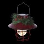 Alpine Corporation Metal Lantern with Shepherd's Hook and Solar Warm White LED Lights, Red