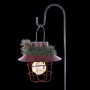 Alpine Corporation Metal Lantern with Shepherd's Hook and Solar Warm White LED Lights, Red