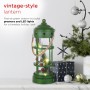 	Alpine Corporation Metal and Glass Lantern with Warm White LED Lights, Green