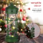 	Alpine Corporation Metal and Glass Lantern with Warm White LED Lights, Green