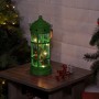 	Alpine Corporation Metal and Glass Lantern with Warm White LED Lights, Green