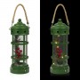 	Alpine Corporation Metal and Glass Lantern with Warm White LED Lights, Green