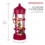 Alpine Corporation Metal and Glass Lantern with Warm White LED Lights, Red