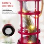 Alpine Corporation Metal and Glass Lantern with Warm White LED Lights, Red