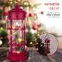 Alpine Corporation Metal and Glass Lantern with Warm White LED Lights, Red