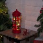 Alpine Corporation Metal and Glass Lantern with Warm White LED Lights, Red