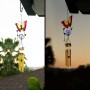 SOLAR ORANGE BUTTERFLY WIND CHIME WITH LED LIGHTS 