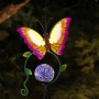 SOLAR ORANGE BUTTERFLY WIND CHIME WITH LED LIGHTS 