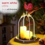 Alpine Corporation Rustic Metal Candle Décor with Rooster and Warm White LED Lights