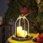 Alpine Corporation Rustic Metal Candle Décor with Rooster and Warm White LED Lights